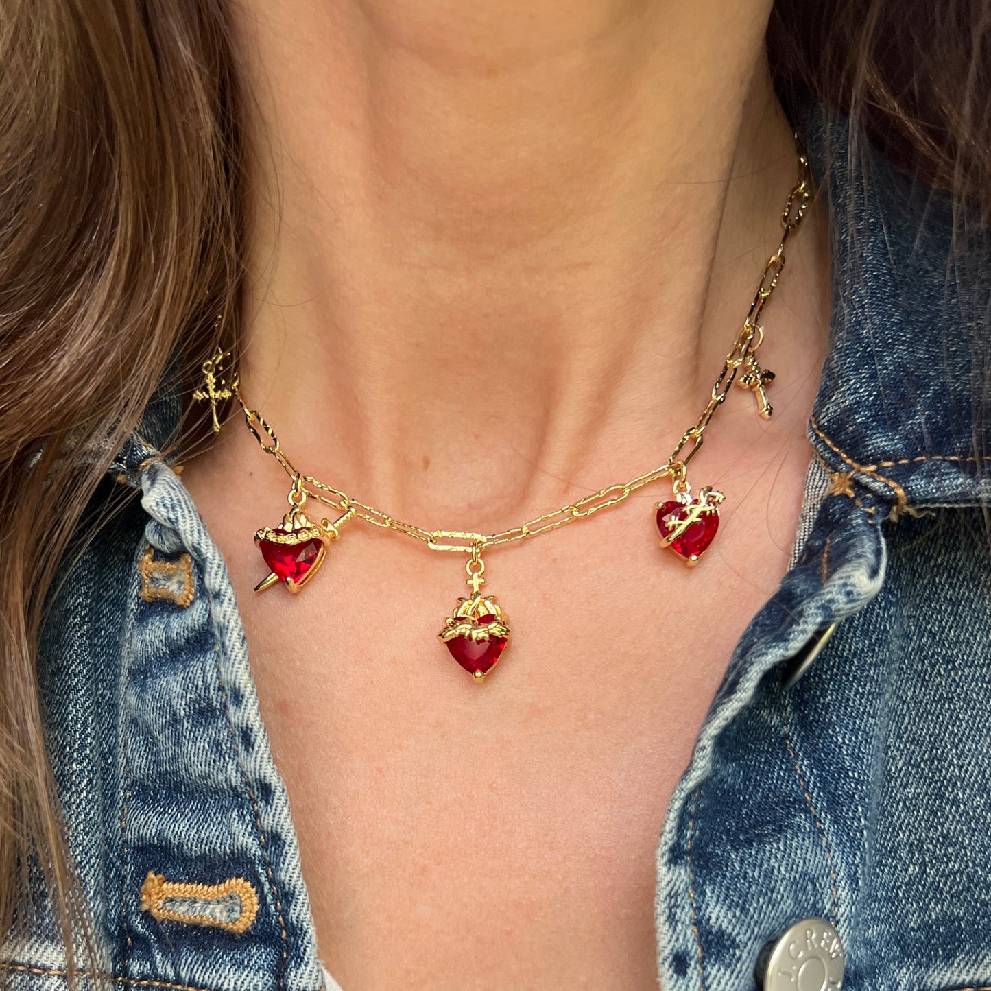 +JMJ+ Hearts Charm Necklace