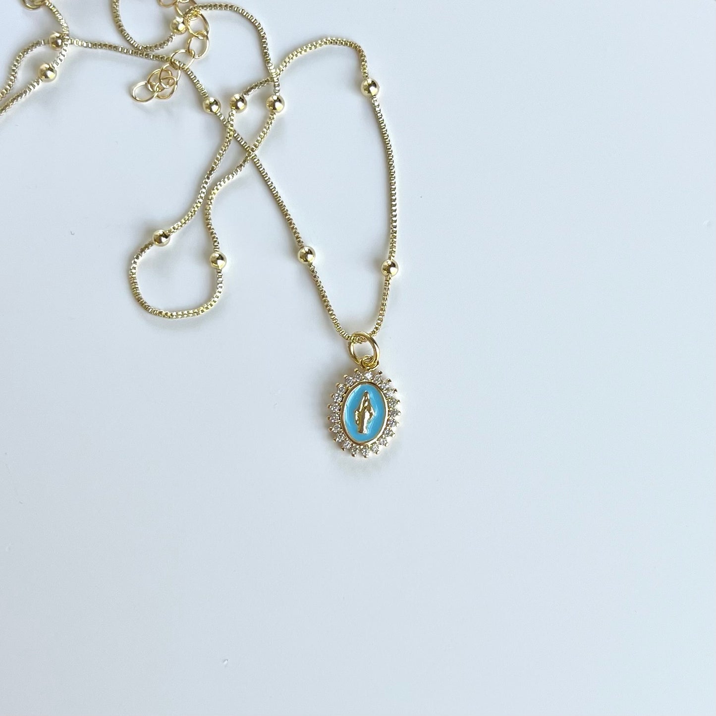*Limited Edition* Our Lady of Grace Necklace AQUA BLUE