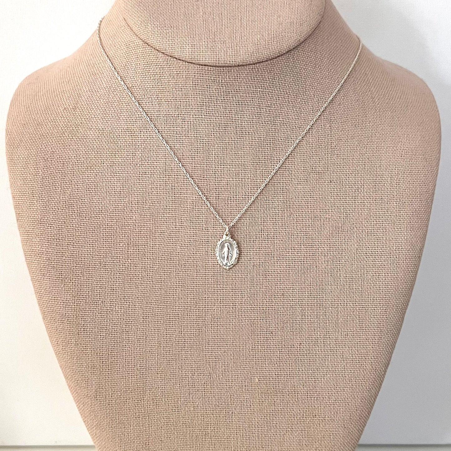Petite Miraculous Medal Necklace- Sterling Silver