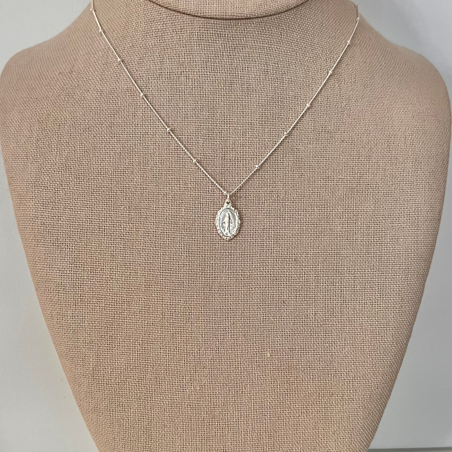Petite Miraculous Medal Necklace- Sterling Silver
