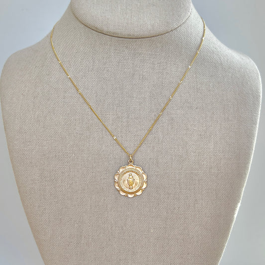Scalloped Miraculous Medal Necklace