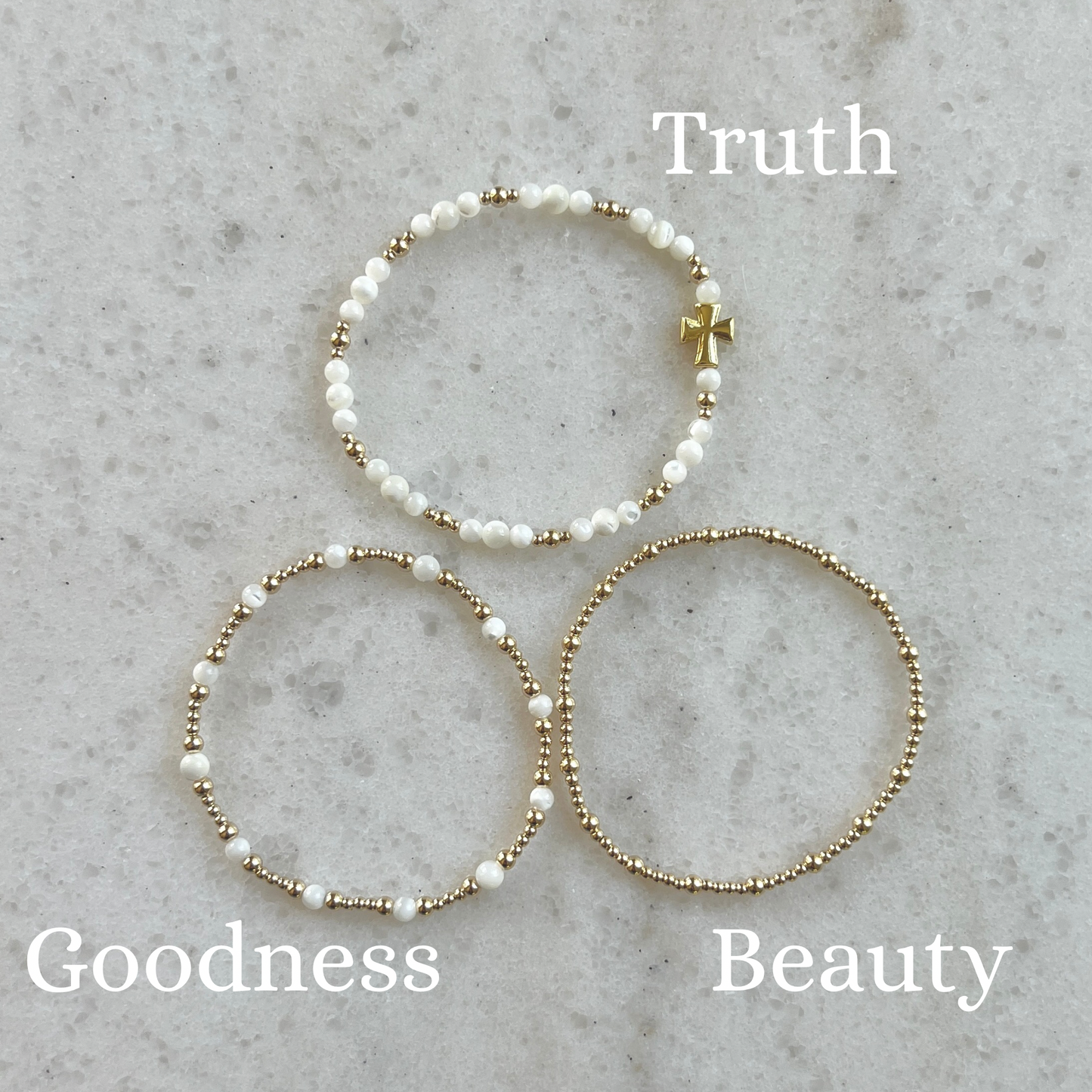 Truth, Beauty, & Goodness Stretch Bracelets - Set or Separate