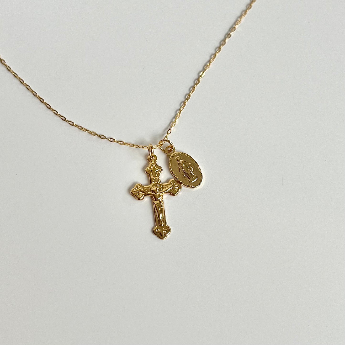 Petite Crucifix & Miraculous Necklace