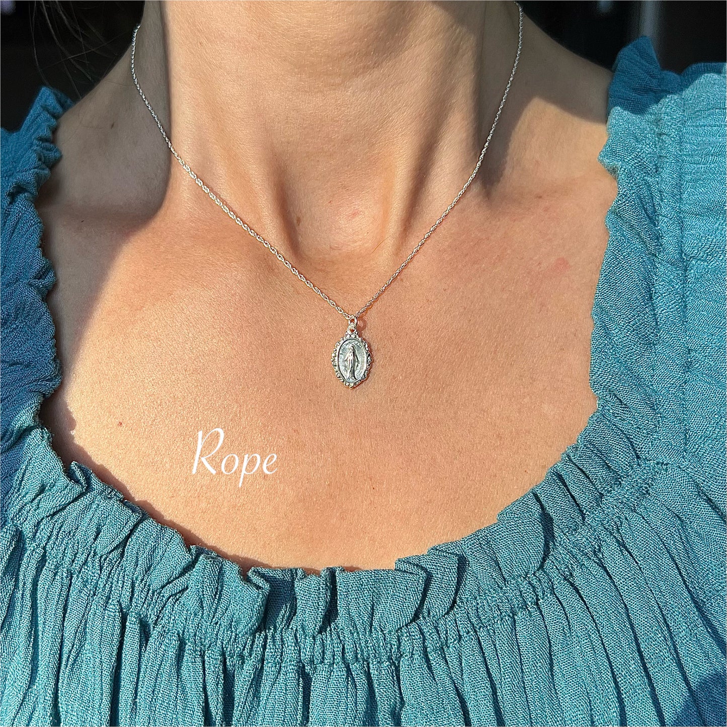 Petite Miraculous Medal Necklace- Sterling Silver